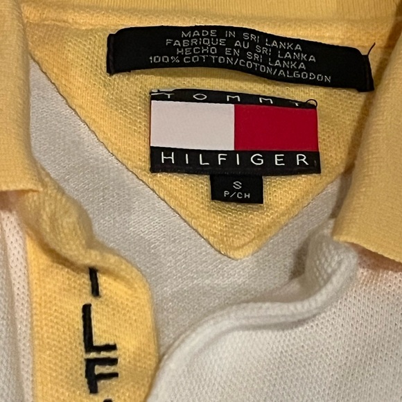 Tommy Hilfiger Men’s Small Striped White and Yellow Polo Shirt - Picture 3 of 4